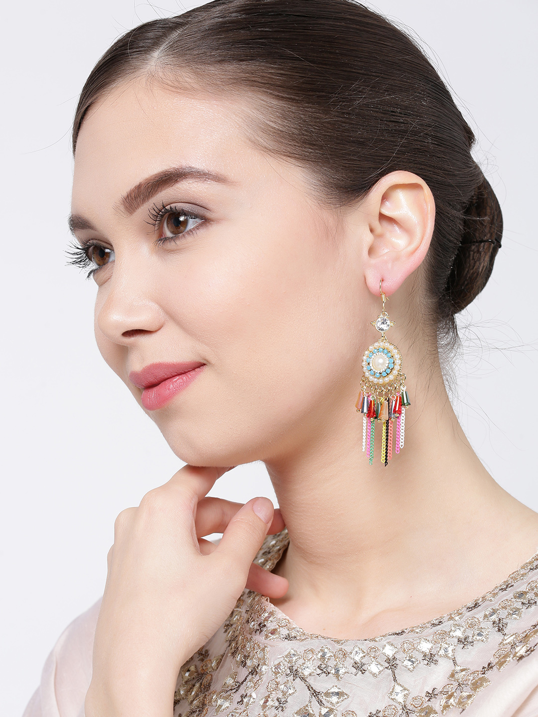 YouBella Multicoloured Circular Drop Earrings
